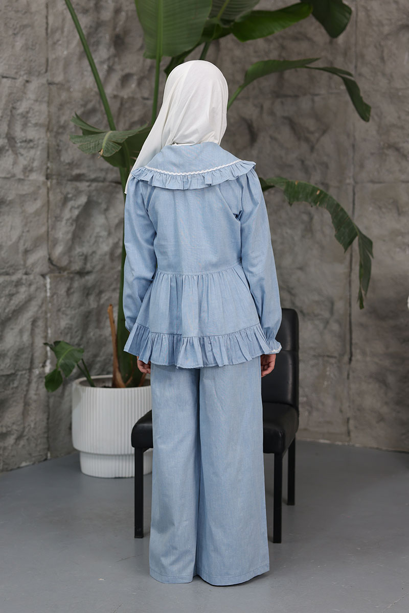 Çocuk Tesettür Tunik Takım Melis Model Mavi - 2