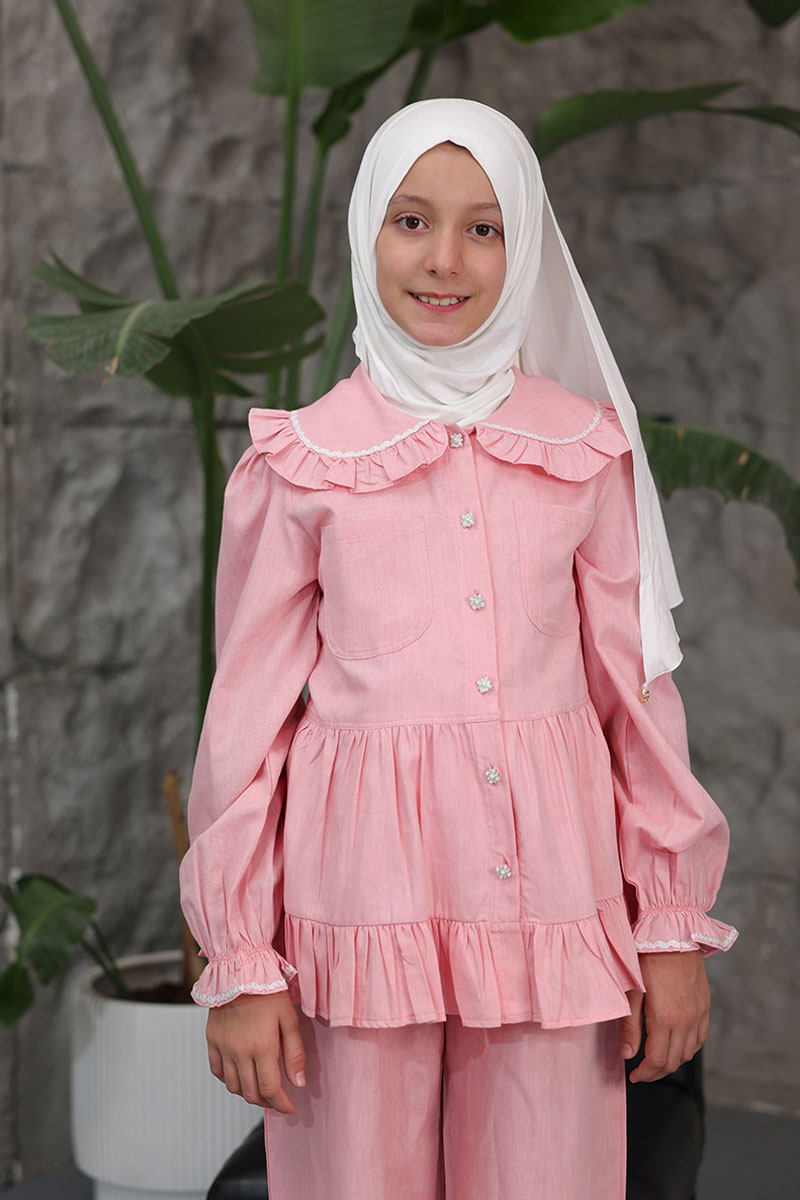 Çocuk Tesettür Tunik Takım Melis Model Somon - 3