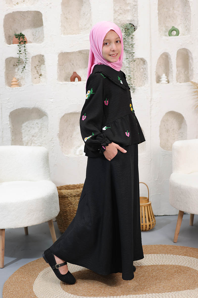 Çocuk Tesettür Tunik Takım Umay Model Siyah - 2