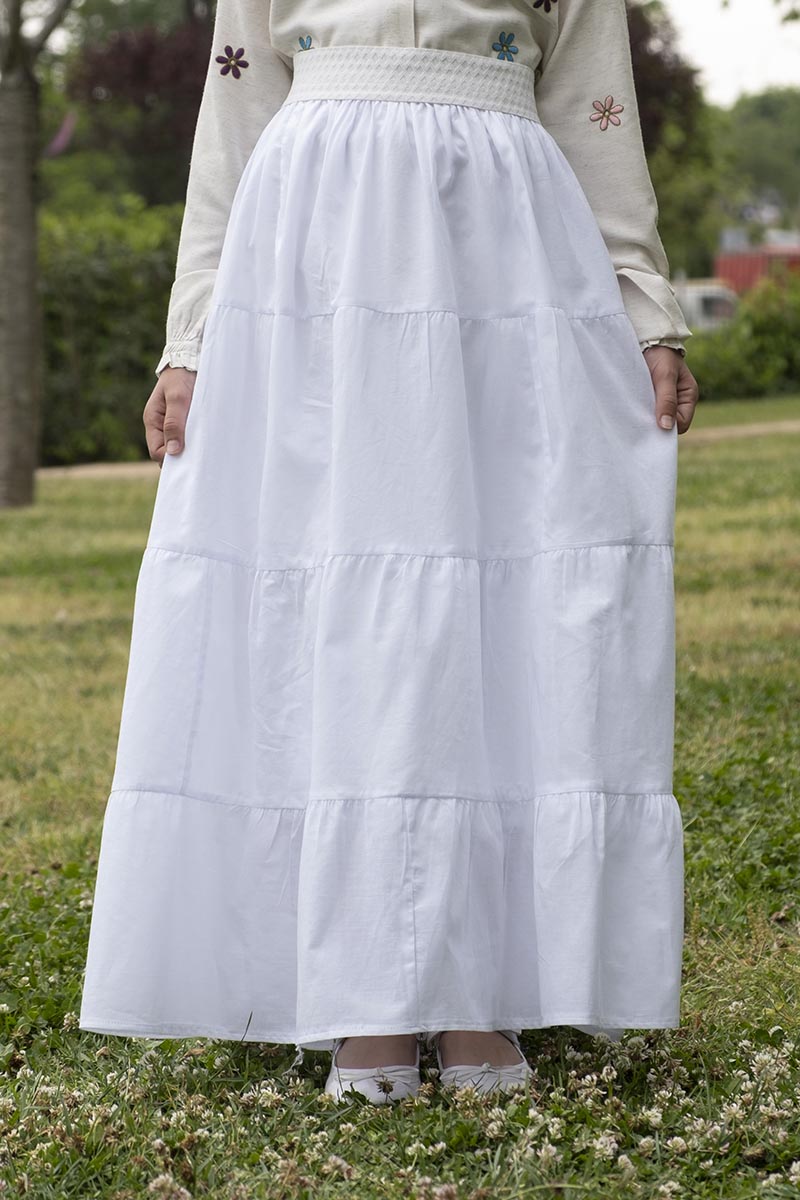 Çocuk Tesettür Uzun Etek Beyaz - Mevlana Çocuk Tesettür